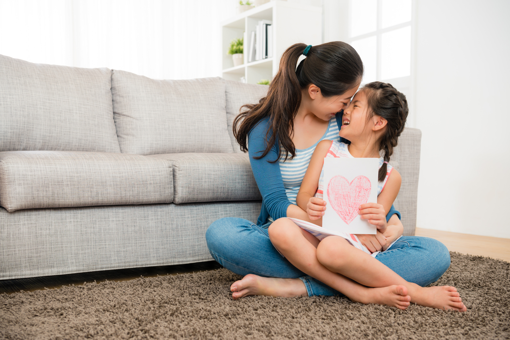 Mom and Kid with Love Card